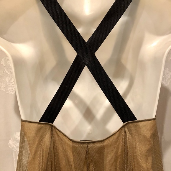 VERA WANG COLLECTION Taupe & Black Mesh Babydoll Dress 4 $1K - Picture 6 of 9